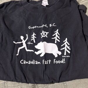 Alstyle Black Tee with Bear and Forest Graphic